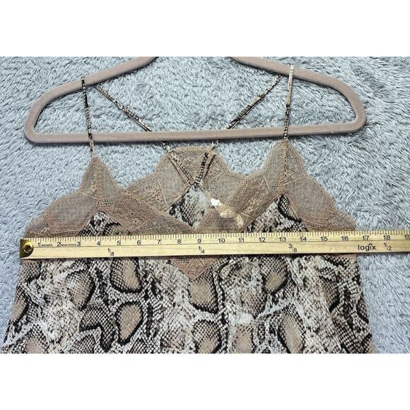 Y2K Snake print lace trim cami tank Beige Brown Size Small Adjustable Straps - Picture 7 of 9
